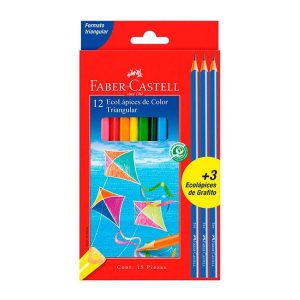 LAPICES 12 COLORES + 3 GRAFITOS FABER CASTELL