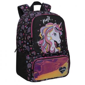 MOCHILA HEAD DANCE UNICORNIO ARCOIRIS NEGRO