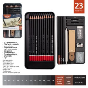 SET LAPICES Y ACCESORIOS PARA DIBUJO 23 PZS POINTER