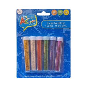 ESCARCHA EN TUBO GLITTER 6 COLORES ART&CRAFT