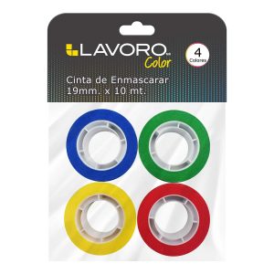 PACK CINTA MASKING 4 COLORES 19X10MM LAVORO