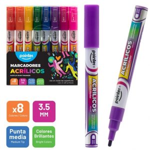 MARCADOR ACRILICO POINTER 8 COLORES