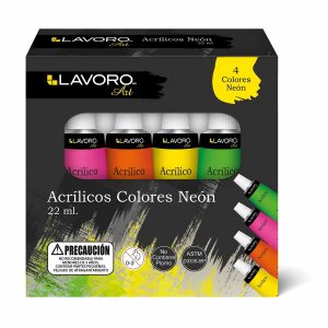 SET ACRILICO LAVORO 22ML 4COL NEON