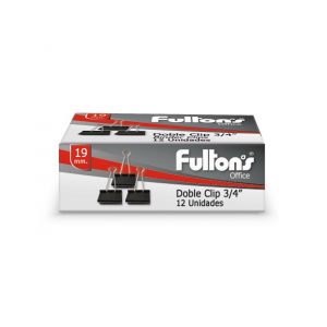 DOBLE CLIP 19MM NEGRO 12UN FULTONS