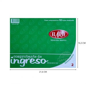 COMPROBANTE DE INGRESO DUPLICADO 50HJ EL ARTE AUTOCOPIATIVO