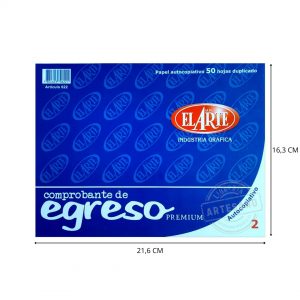 COMPROBANTE DE EGRESO DUPLICADO 50HJ EL ARTE AUTOCOPIATIVO