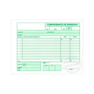 COMPROBANTE DE INGRESO DUPLICADO 50HJ EL ARTE AUTOCOPIATIVO