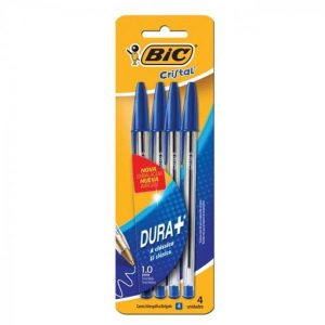 LAPIZ PASTA BIC CRISTAL 4UN PUNTA MEDIA AZUL