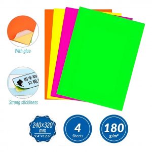 BLOCK CARTULINA FLUOR 24×32 CM ADHESIVA 4 COLORES