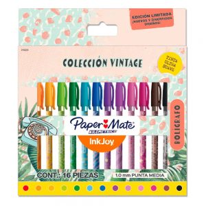 BOLIGRAFO PASTA INKJOY 16 COLORES VINTAGE PAPER MATE