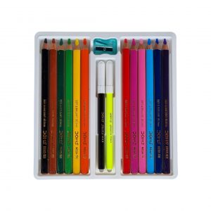 LAPICES 12 COLORES JUMBO + SACAPUNTA + 2 MARCADOR DOMS