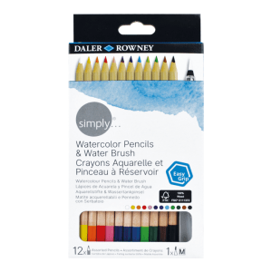 LAPICES 12 COLORES ACUARELABLES + POINCEL SIMPLY DALER ROWNEY