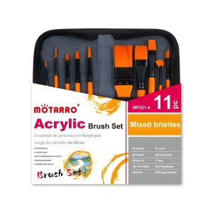 SET 10 PINCELES MOTARRO ESTUCHE ACRILICO