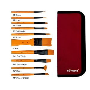 SET 10 PINCELES MOTARRO ESTUCHE ACRILICO