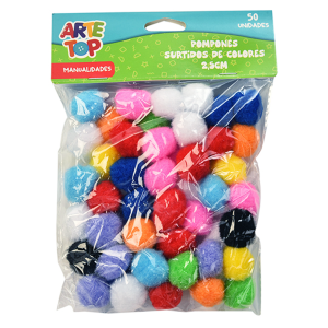 POMPONES COLORES SURTIDOS 50UN ARTE-TOP