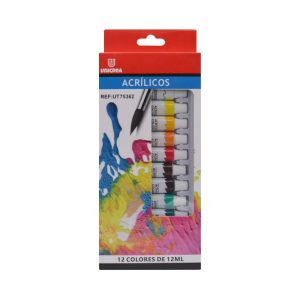 SET ACRILICO 12 COLORES 12ML UNICREA