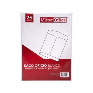 SOBRE SACO BLANCO OFICIO 90GR 25UN MISTER OFFICE