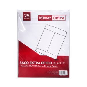 SOBRE SACO BLANCO EXTRA OFICIO 90GR 25UN MISTER OFFICE