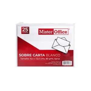 SOBRE CARTA BLANCO 80GR 25UN MISTER OFFICE