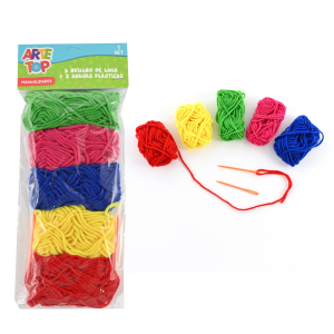 LANA ESCOLAR 5 COL BASICOS + 2 AGUJAS ARTE-TOP